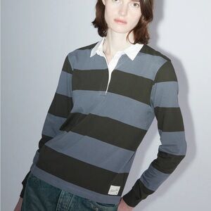 Paloma Wool Blue and Black Striped Button Down Shirt
